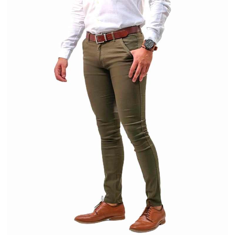 Pantalón Casual Skinny de Gabardina Para Hombre Strech 