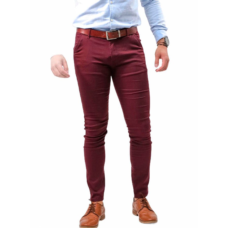 Pantalón Casual Skinny de Gabardina Para Hombre Strech 