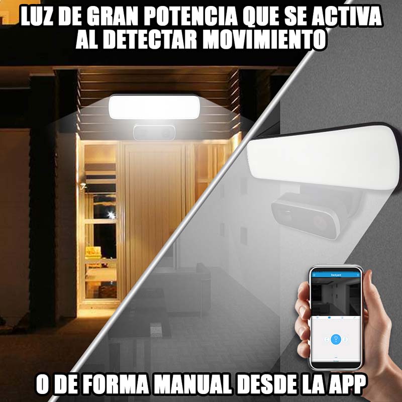 Camara CCTV Wifi con Lampara LED Video HD 120 Exterior PIR