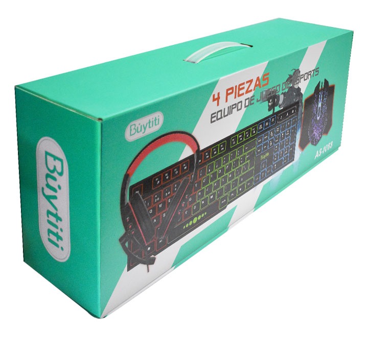 Kit Gamer Buytiti de 4 piezas Con Teclado, diadema, mouse y mouse pad Modelo AS-1088