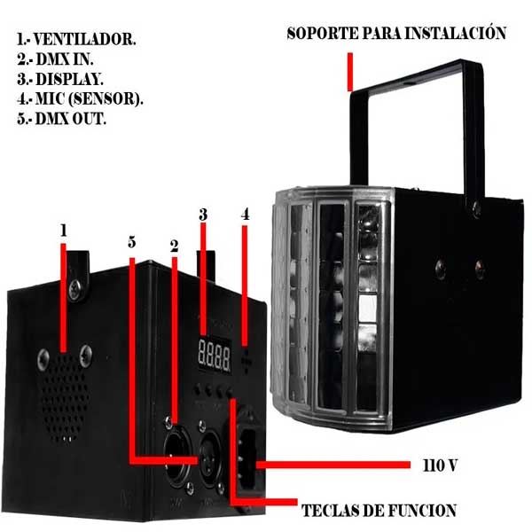 Proyector Led Rgb+ W+p Audioritmico Dmx Compacto