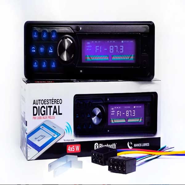 Autoestereo Bluetooth Digital Con Manos Libres Usb Fm Aux