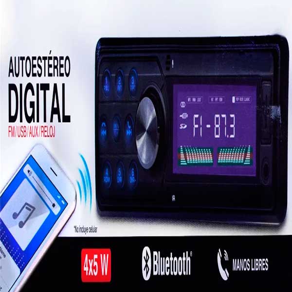 Autoestereo Bluetooth Digital Con Manos Libres Usb Fm Aux
