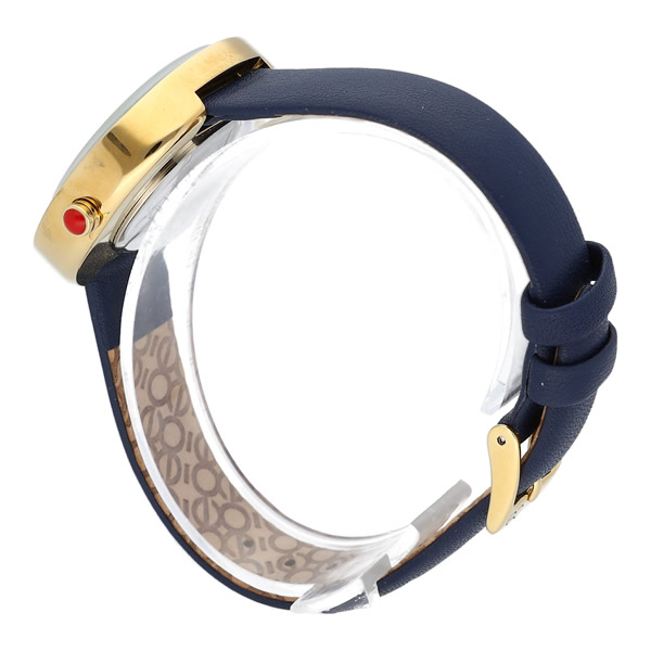 COSMOS BLUE NAVY LEATHER GOLD TONE-OE1838-NVG