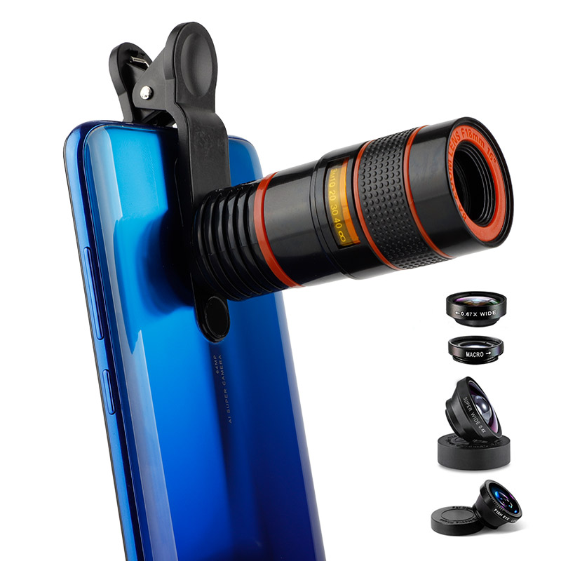 Lentes para Celular 5 En 1 Telefoto Macro Fisheye Redlemon