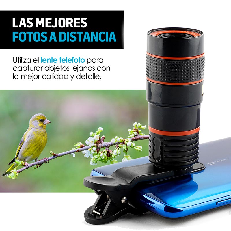 Lentes para Celular 5 En 1 Telefoto Macro Fisheye Redlemon