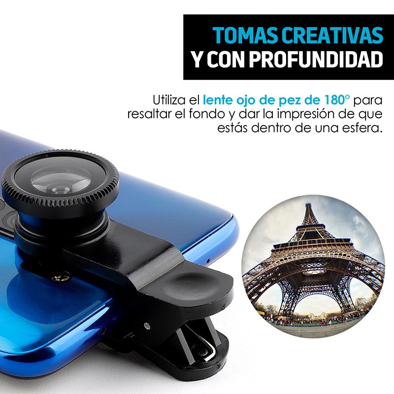 Lentes para Celular 5 En 1 Telefoto Macro Fisheye Redlemon