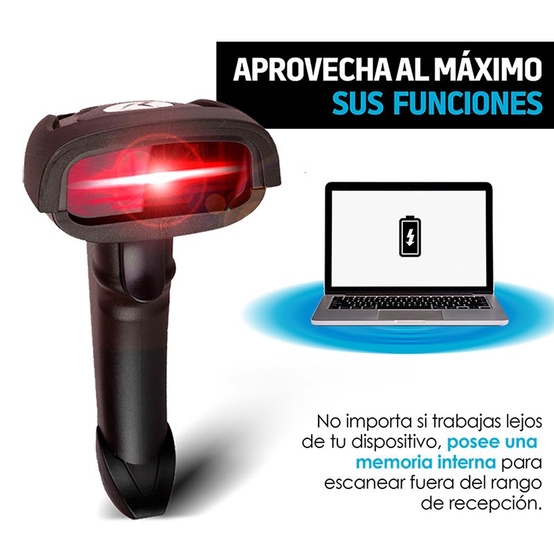 Lector de Códigos de Barras Inalámbrico USB Recargable Redlemon.