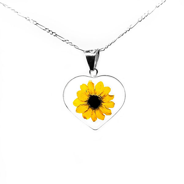 DIJE DE GIRASOL CORAZON PLATA LEY 925 TAMI JOYERIA