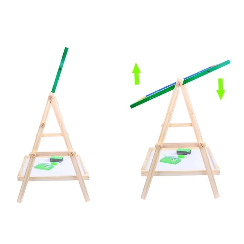 Pizarrón 2 en 1 para Niños, LBP, Caballete de Madera, Gis y Marcador, Giratorio, 65x38.5 cm (25.5inx15in)