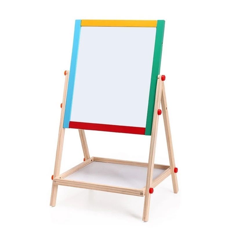 Pizarrón 2 en 1 para Niños, LBP, Caballete de Madera, Gis y Marcador, Giratorio, 65x38.5 cm (25.5inx15in)