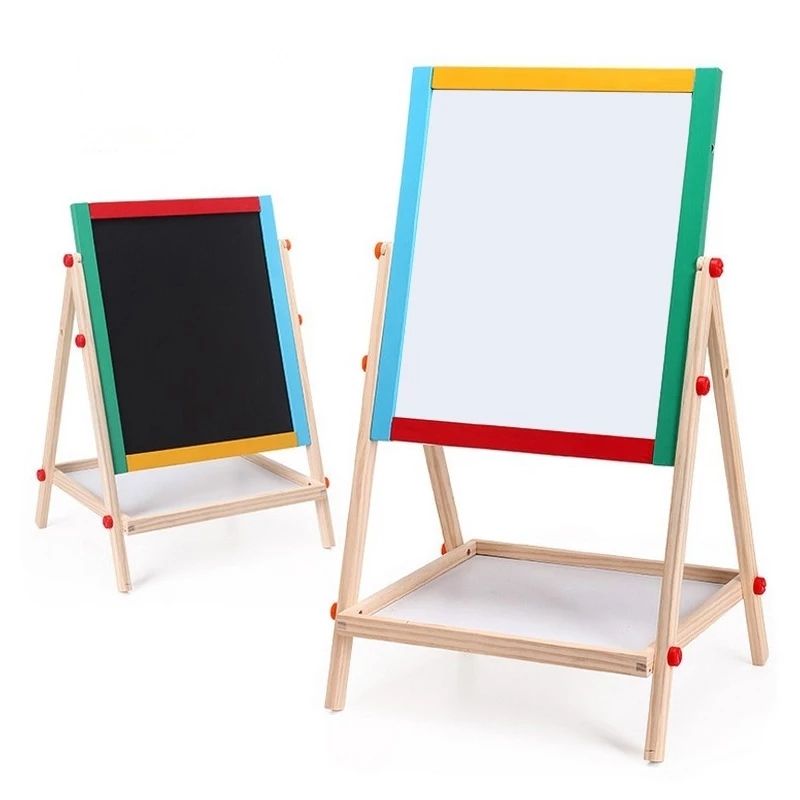 Pizarrón 2 en 1 para Niños, LBP, Caballete de Madera, Gis y Marcador, Giratorio, 65x38.5 cm (25.5inx15in)