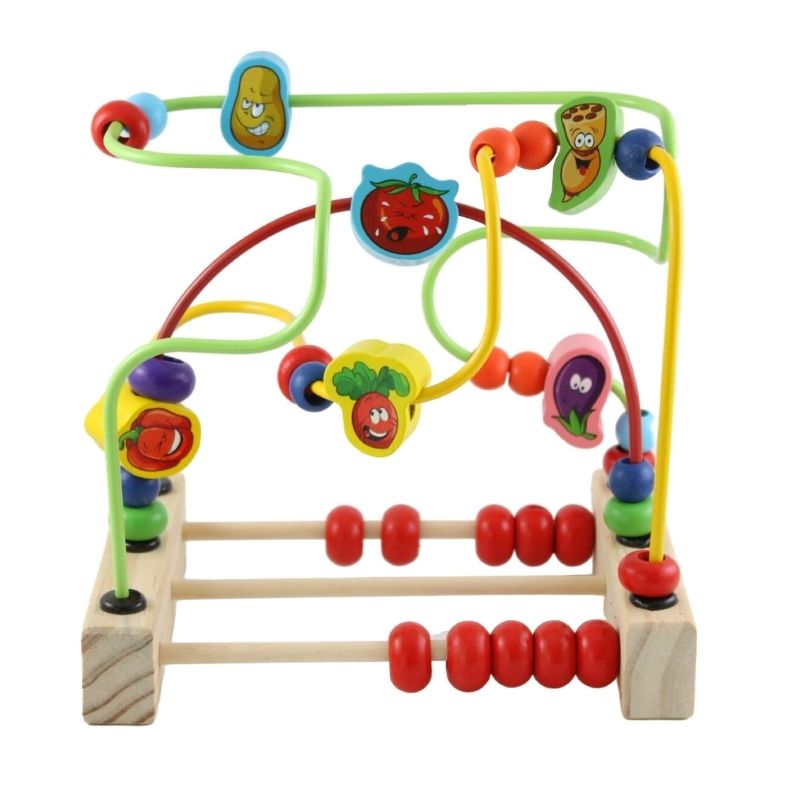 Juguete Didactico Laberinto de Madera, LBP, con Ábaco, Figuras Vegetales, Juego Educativo para Niños, 17 cm (6.7in)