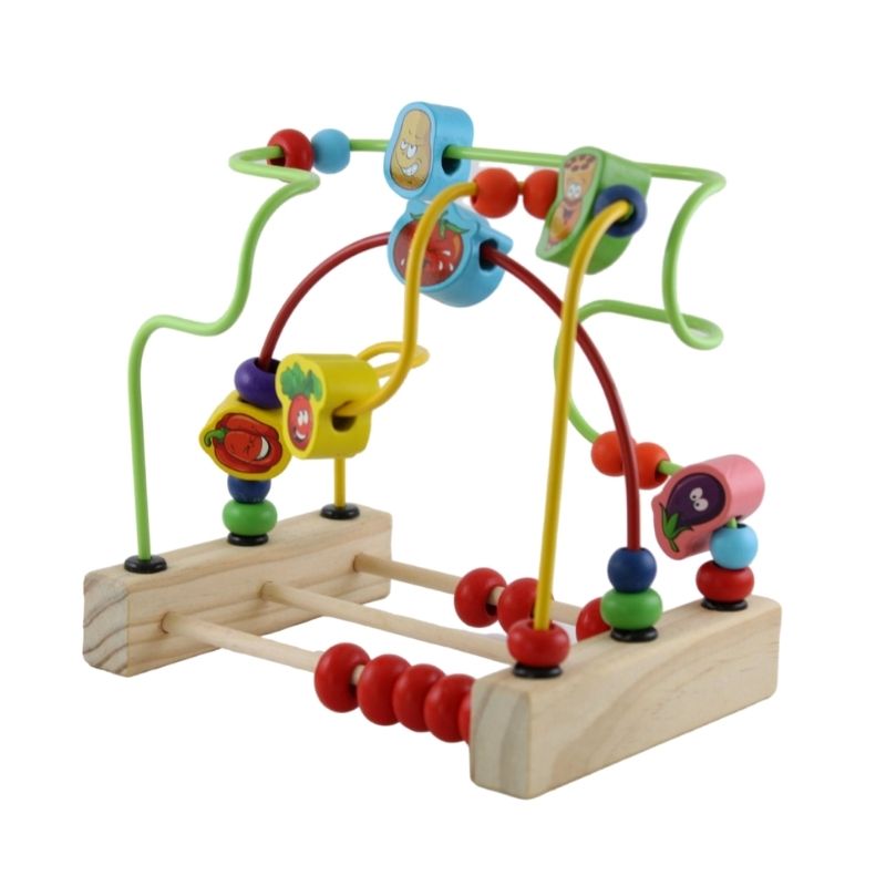 Juguete Didactico Laberinto de Madera, LBP, con Ábaco, Figuras Vegetales, Juego Educativo para Niños, 17 cm (6.7in)