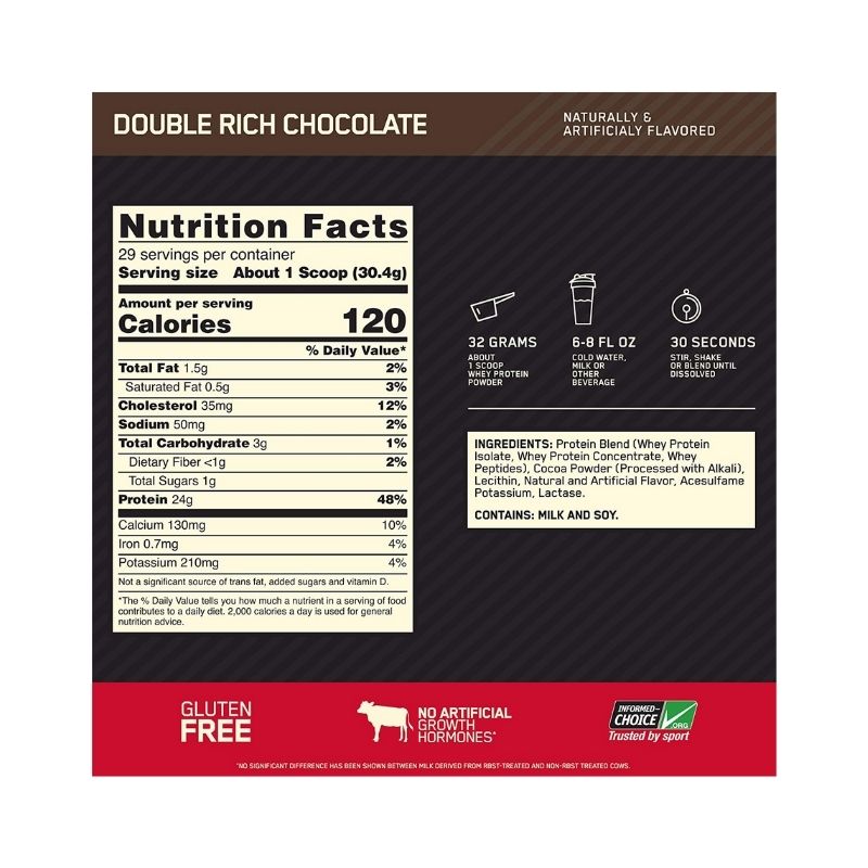 Proteína Gold Standard 100% Whey Doble Chocolate  2lb (907g) Optimum Nutrition