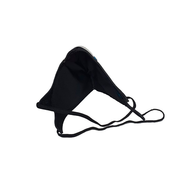 CUBREBOCAS DE NEOPRENO COLOR COMBINADO NEGRO Y AZUL REUTILIZABLE/LAVABLE