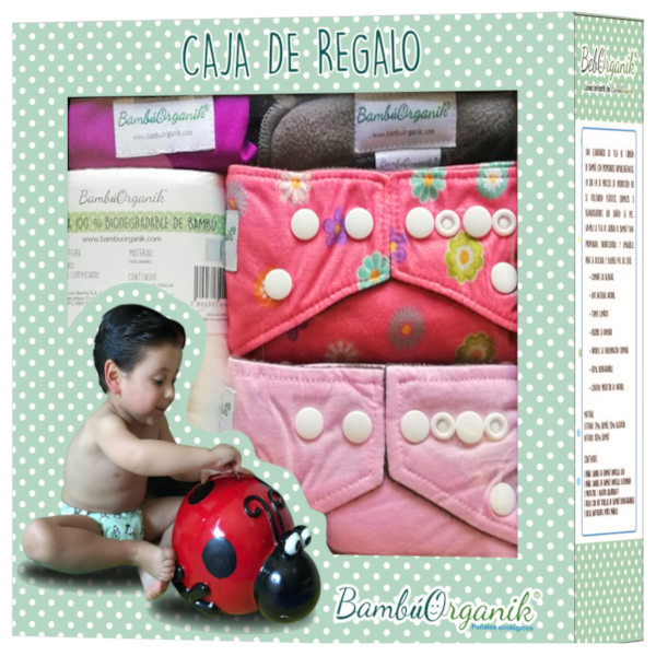 Caja de Regalo Pañales de Tela de Bambú BambuOrganik reusables Niña