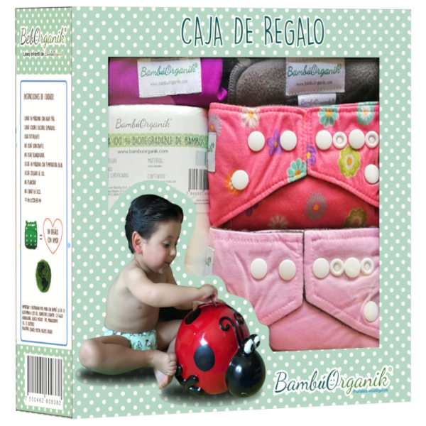 Caja de Regalo Pañales de Tela de Bambú BambuOrganik reusables Niña