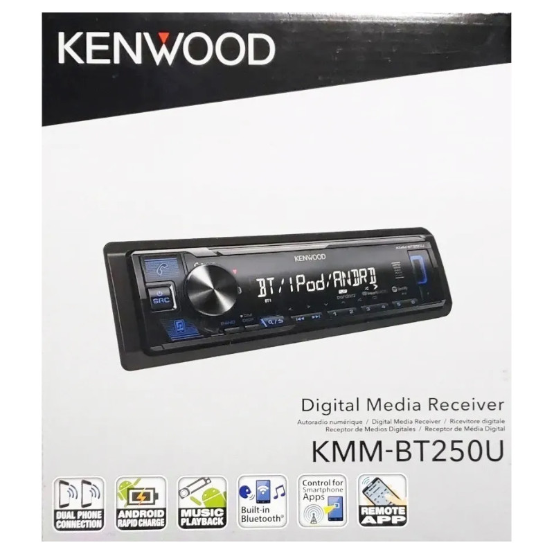 Autoestereo Receptor de medios digitales con Bluetooth Kenwood KMMBT250U