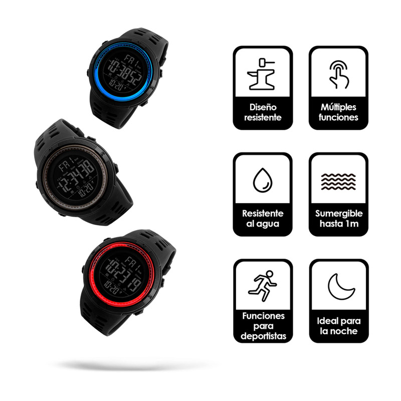 Redlemon Reloj Skmei para Hombre, Digital, Deportivo, Retroiluminado, Modelo 1251