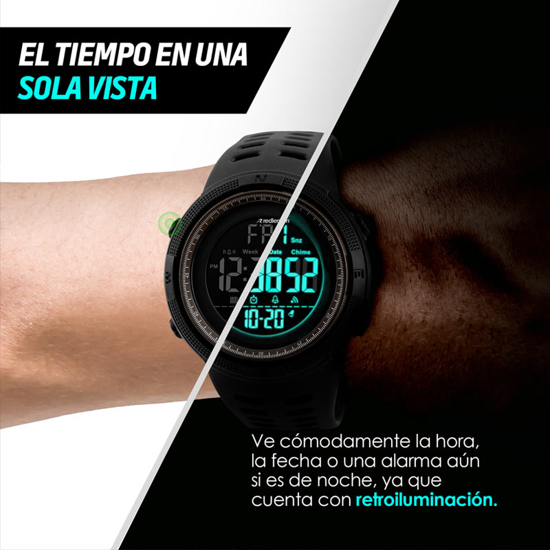 Redlemon Reloj Skmei para Hombre, Digital, Deportivo, Retroiluminado, Modelo 1251