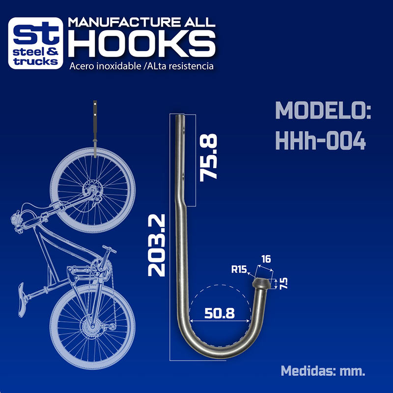 Gancho Para Colgar Bicicleta En la Pared Chico Steel&Trucks Hh-004