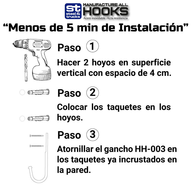 Gancho Para Colgar Bicicleta En la Pared Chico Steel&Trucks Hh-004