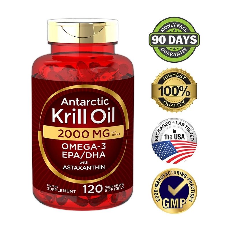 Aceite de Krill Antártico Omega 3 + DHA 2000mg 120ct Carlyle