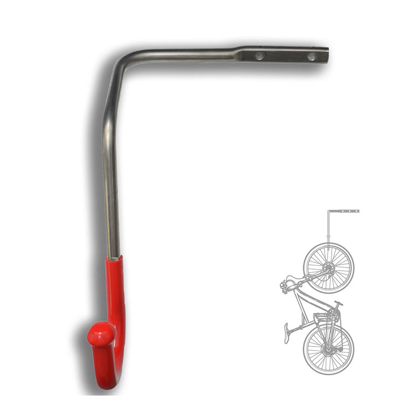 Soporte para bicicletas en pared forma gancho en L c/goma Hh-005r