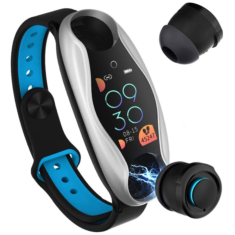 Fralugio Smartwatch con Audífonos Bluetooth True Wireless Manos Libres Seguimiento Deportivo T90