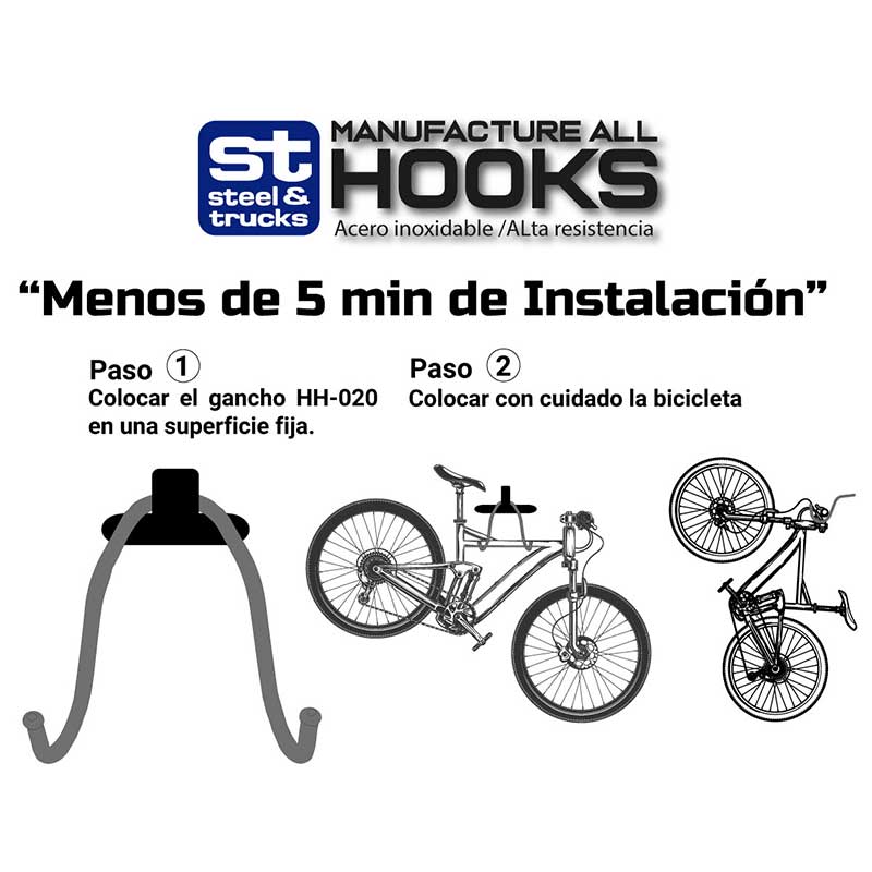 Soporte para colgar bicicleta en reja de forma horizontal Steel&Trucks Hh-020