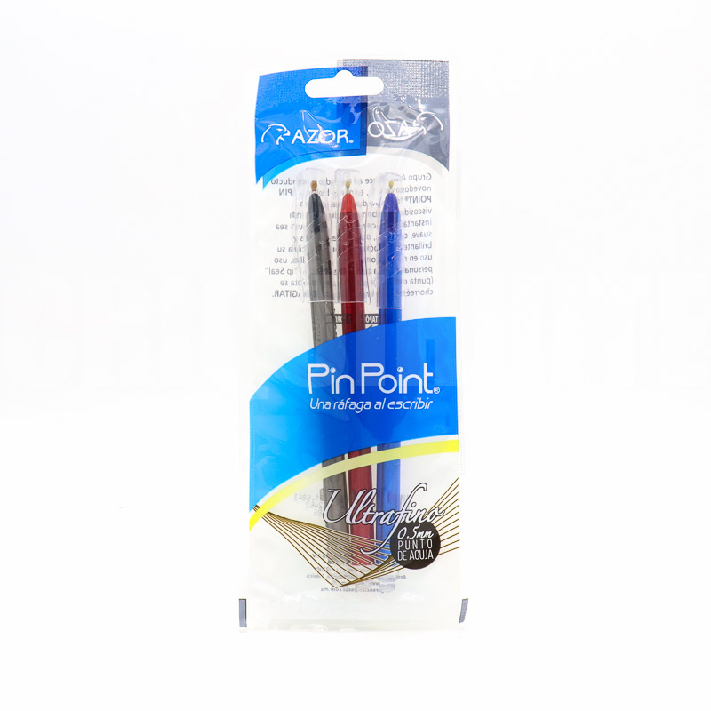 Boligrafos Punta Fina 0.5mm Pinpoint Ultrafino Surtido 3 Pzs