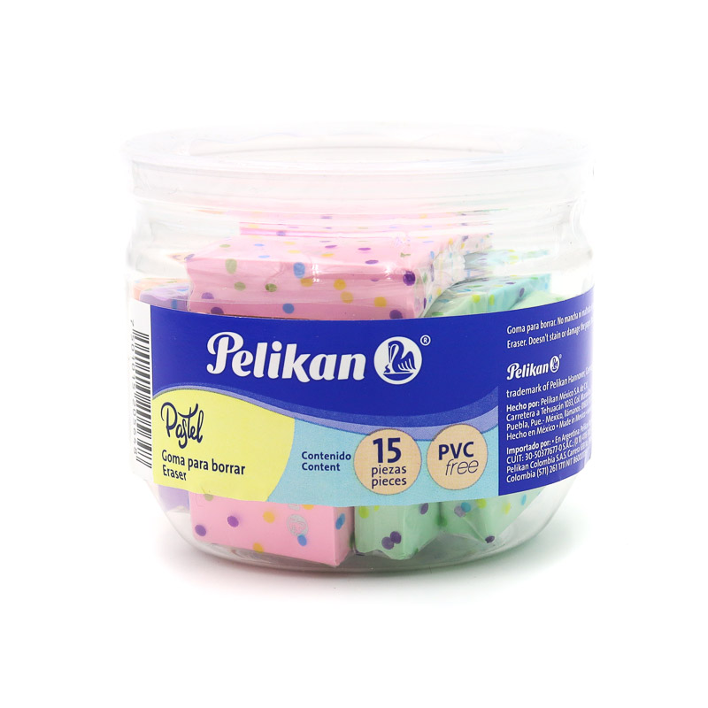 Goma Borrador Pelikan Pastel Bote 15 Piezas Mayoreo