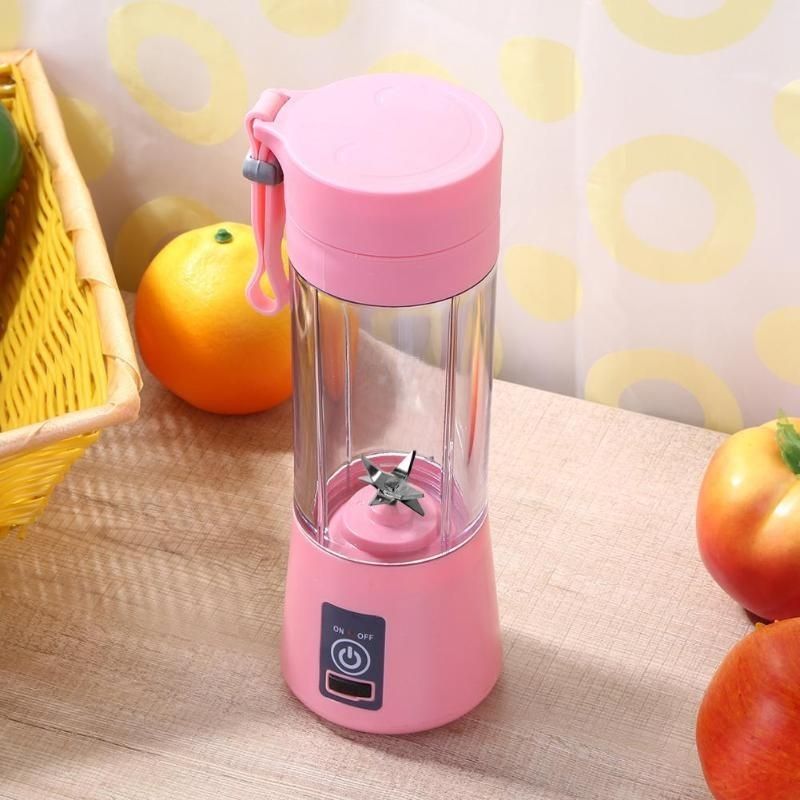 Mini Licuadora Batidora Portátil, LBP, con Vaso 380ml (12.8oz), para Jugos o Batidos, Recargable USB, 23cm (9in) -Rosa