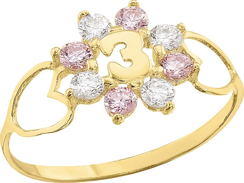 Anillo Para Niña Con Flor De 3 Años Oro 10 K + Obsequio