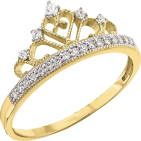 Anillo Corona Con Corazon Oro 10 K + Obsequio