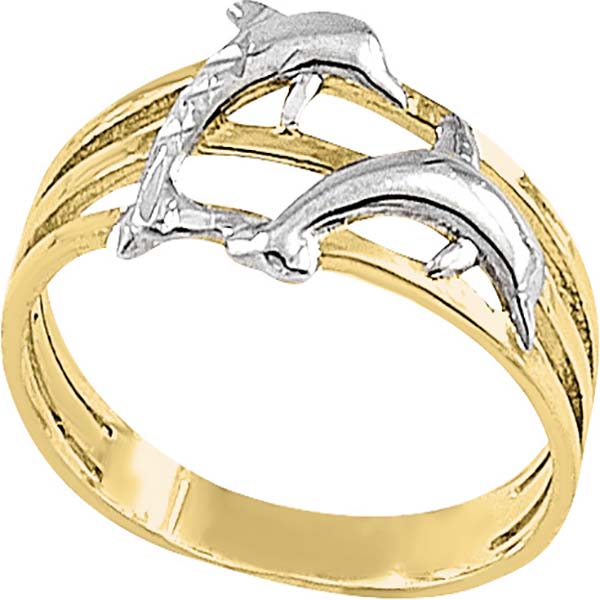 Anillo De Delfines Oro 10 K + Obsequio