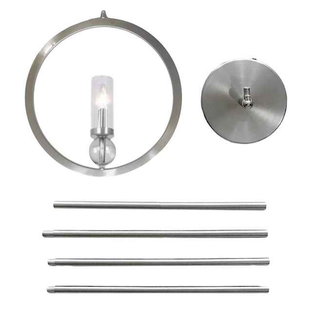 Lámpara Colgante Moderna Tipo Aro y Acabado En Niquel.