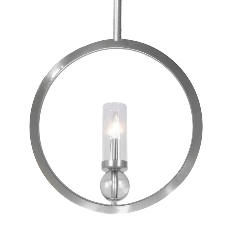 Lámpara Colgante Moderna Tipo Aro y Acabado En Niquel.