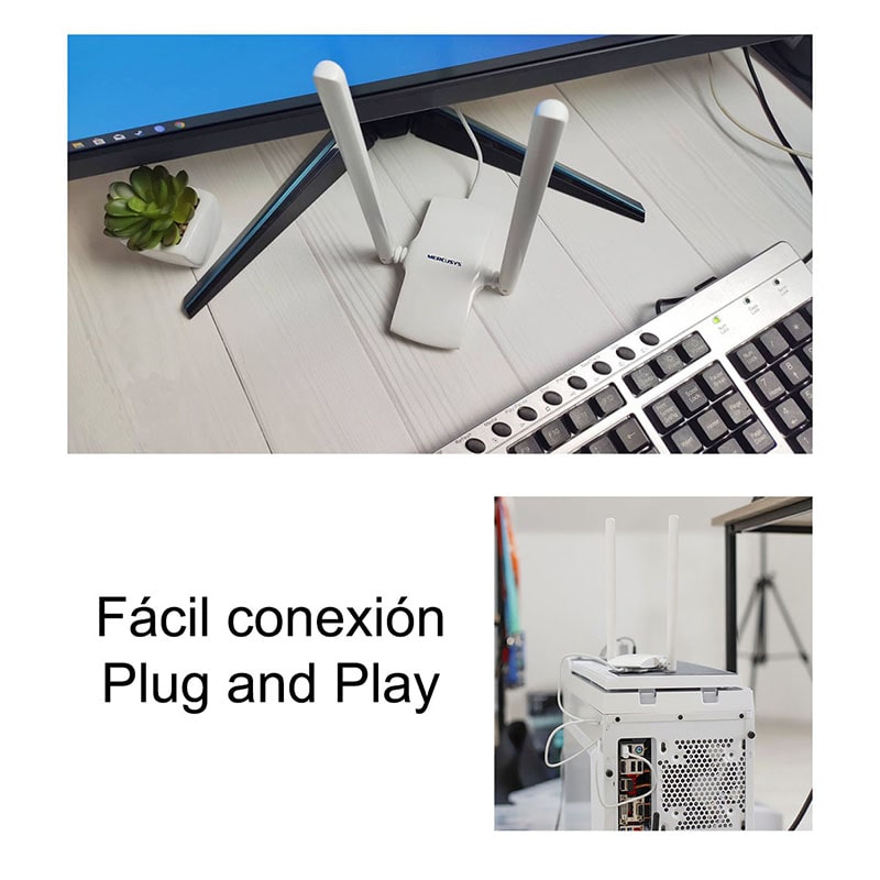 Antena Wifi Mercusys 2.4ghz Usb Rompemuros 300mbps Hasta 30 Metros