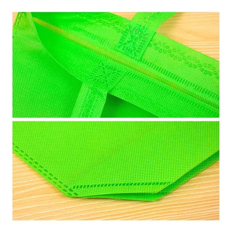 50 Bolsas Ecológicas De Color Verde Con Asas Mayoreo,tamano 26x32cm