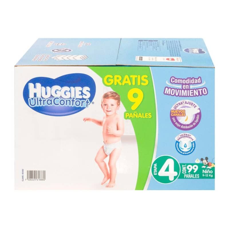 Pañales Etapa 4 Huggies Ultraconfort Niño 99 pzas