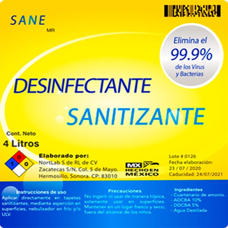 Sanitizante para desinfectar SANE