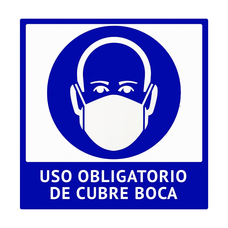 Letrero COVID 15X15 vinil adhesivo Aviso Señal Señalamiento Cubreboca /gel / Sanadistancia / temperatura