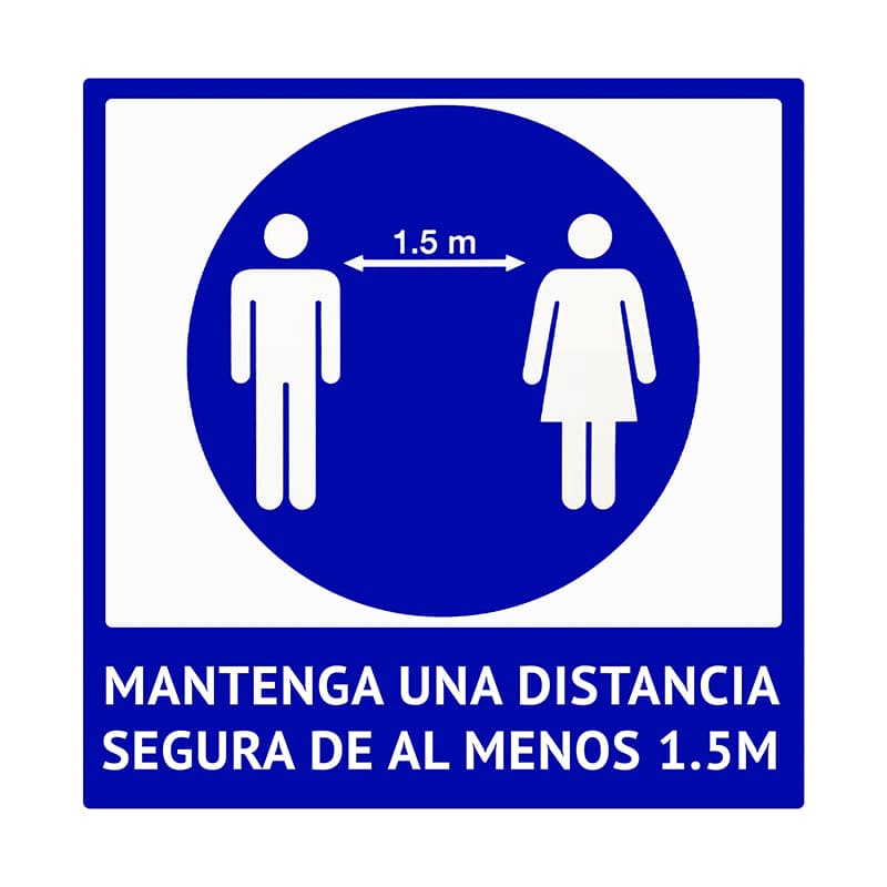 Letrero COVID 15X15 vinil adhesivo Aviso Señal Señalamiento Cubreboca /gel / Sanadistancia / temperatura