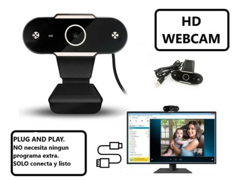 Webcam Con Micrófono HD  USB Windows Macos Xbox One + REGALO MICROFONO DE SOLAPA