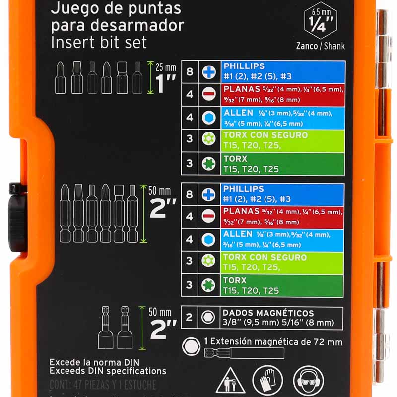 Puntas Desarmador Juego De 47 Puntas 1`` Y 2`` Truper 11895