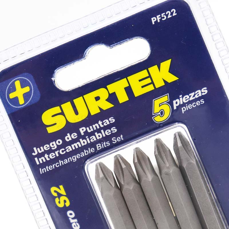 Juego De Puntas Intercambiables Tipo Phillips® 5 Pzas Surtek