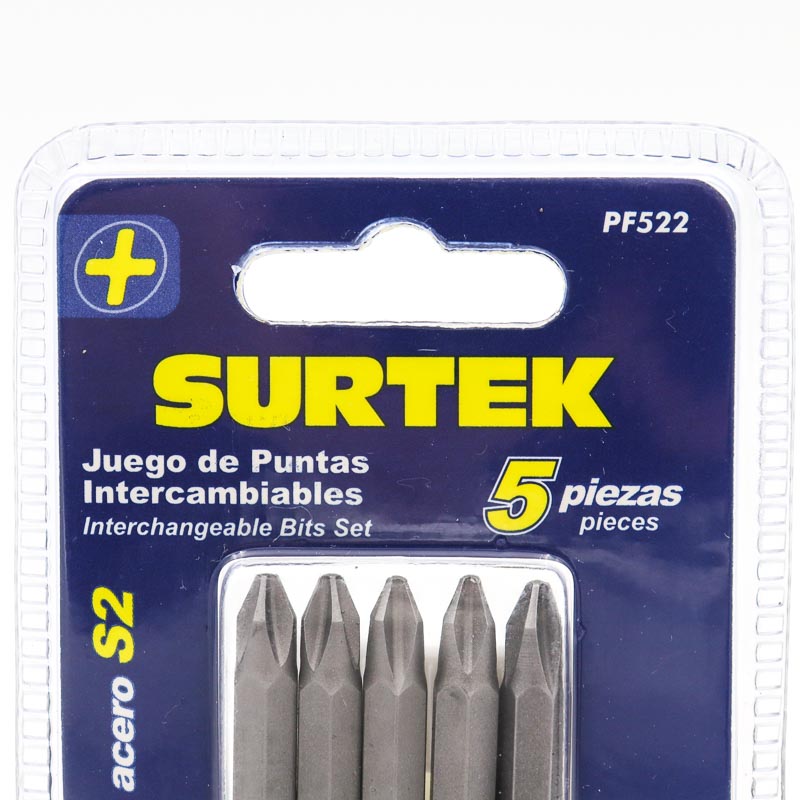 Juego De Puntas Intercambiables Tipo Phillips® 5 Pzas Surtek