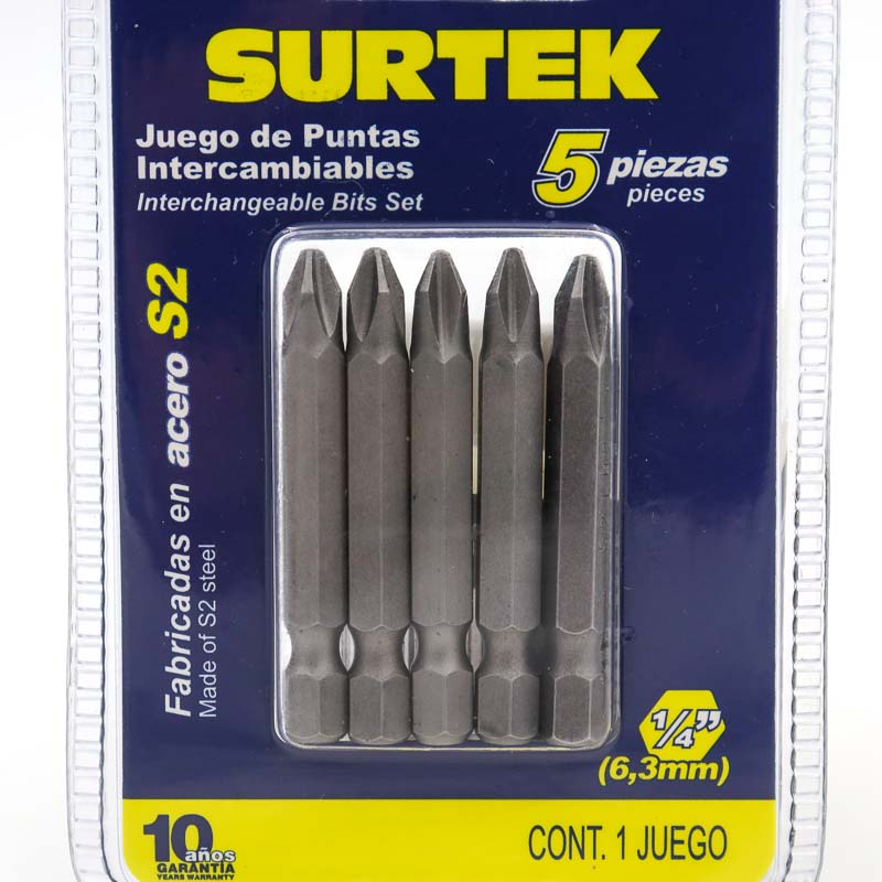 Juego De Puntas Intercambiables Tipo Phillips® 5 Pzas Surtek